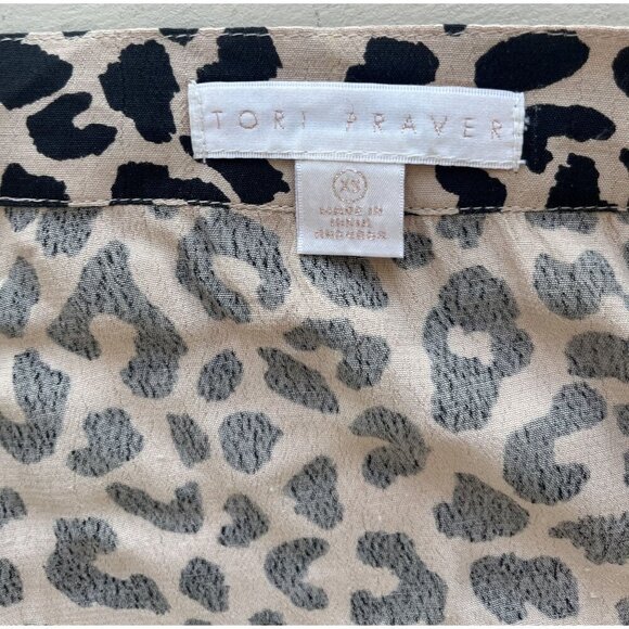 Tori Praver Leopard Print Tie Wrap Midi Skirt S - Picture 5 of 5